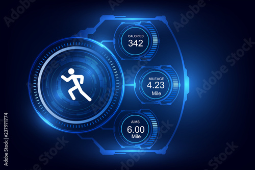 Wearable technology fitness tracker, monitor  running background