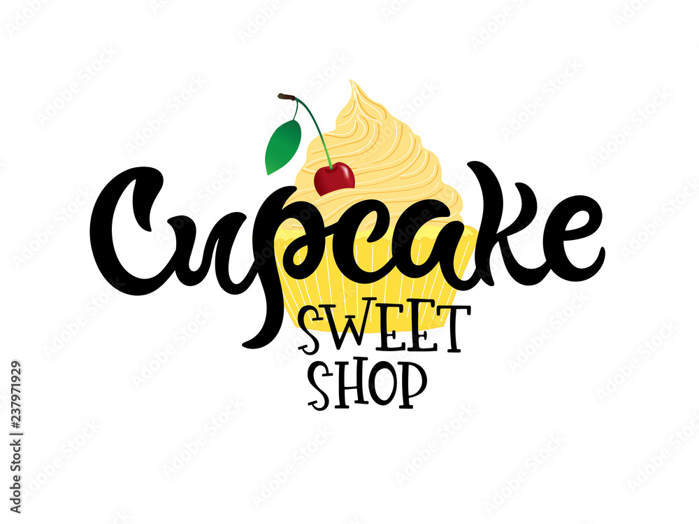 Fototapeta premium Hand sketched Cupcake Sweet shop.