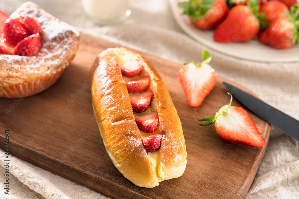 Healthy Nutritional Breakfast - Strawberry and Strawberry Butter Bread
