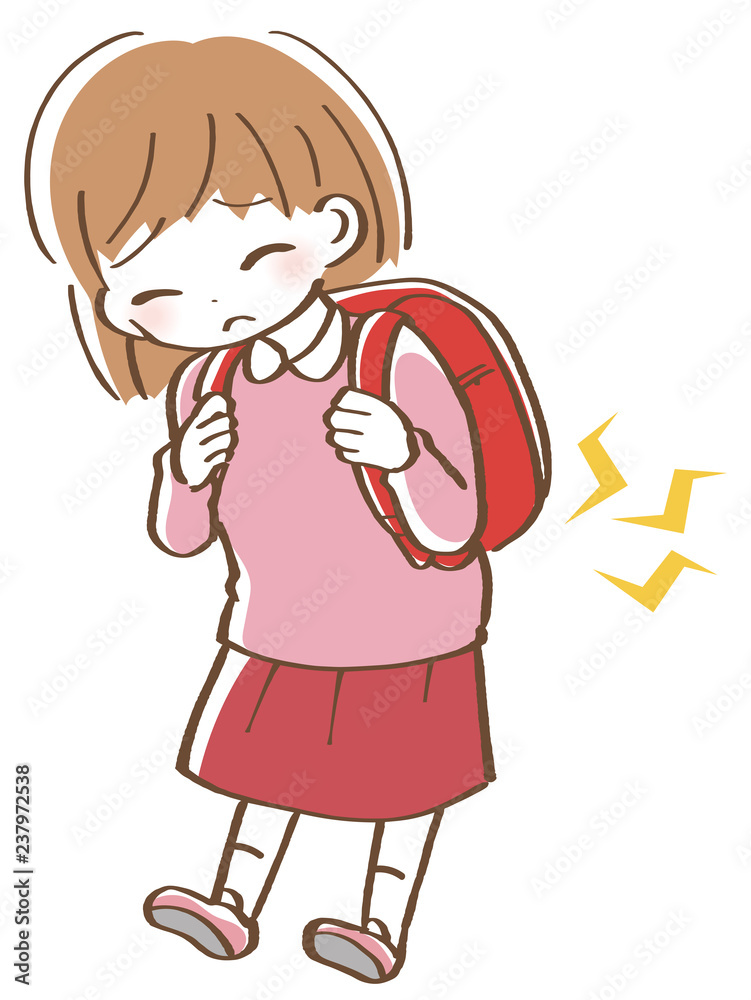 腰痛 ランドセルが重い女の子イラスト Stock Vector Adobe Stock