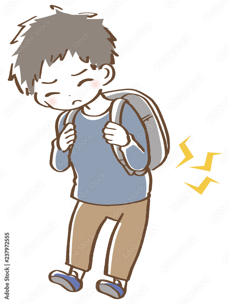 腰痛 ランドセルが重い男の子イラスト Stock Vector Adobe Stock 腰痛 ランドセルが重い男の子イラスト Stock Vector Adobe Stock