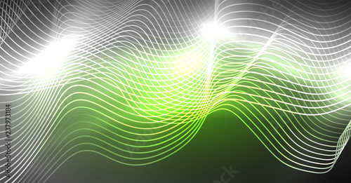 Neon lines wave background. Abstract composition