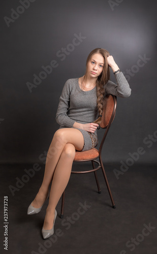 slim girl on the chair
