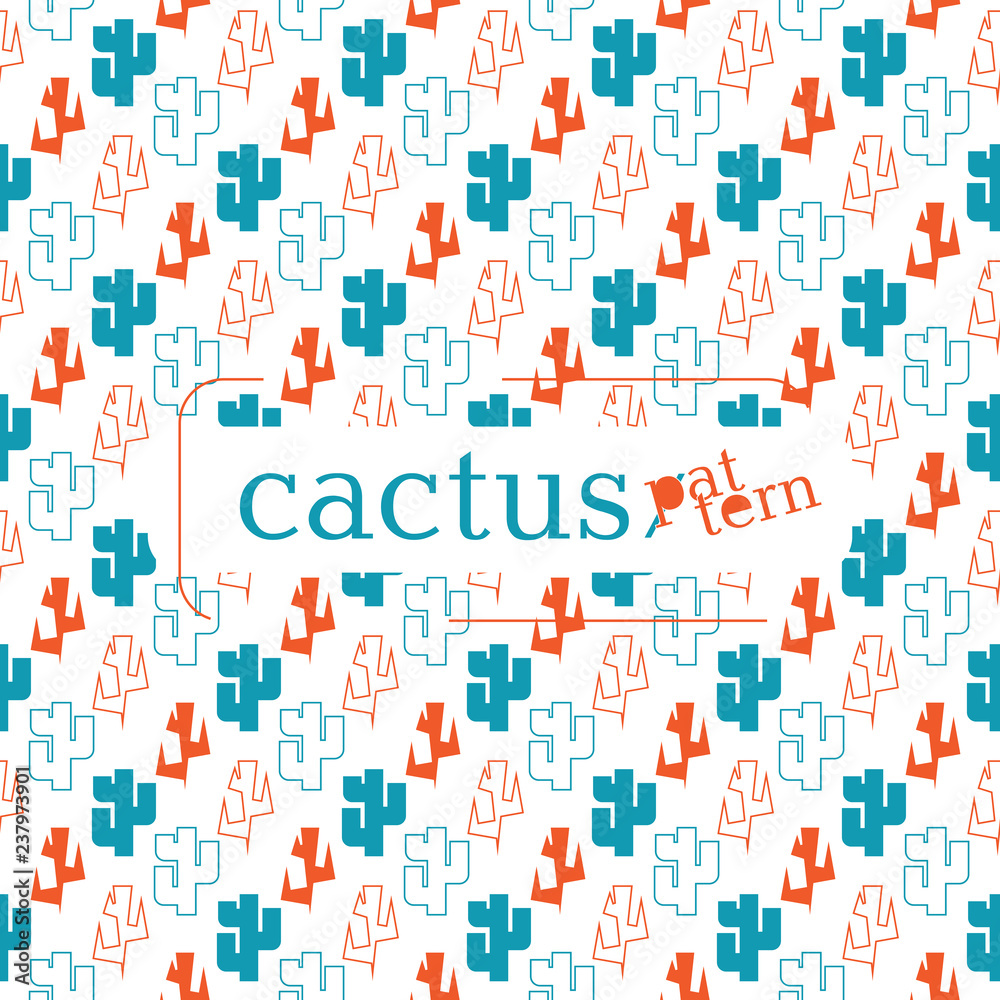 Cactus Seamless Pattern Background. Vector illustration.