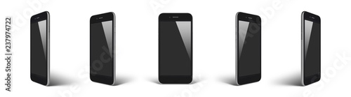 Perspective concept of empty screen smartphone isolated