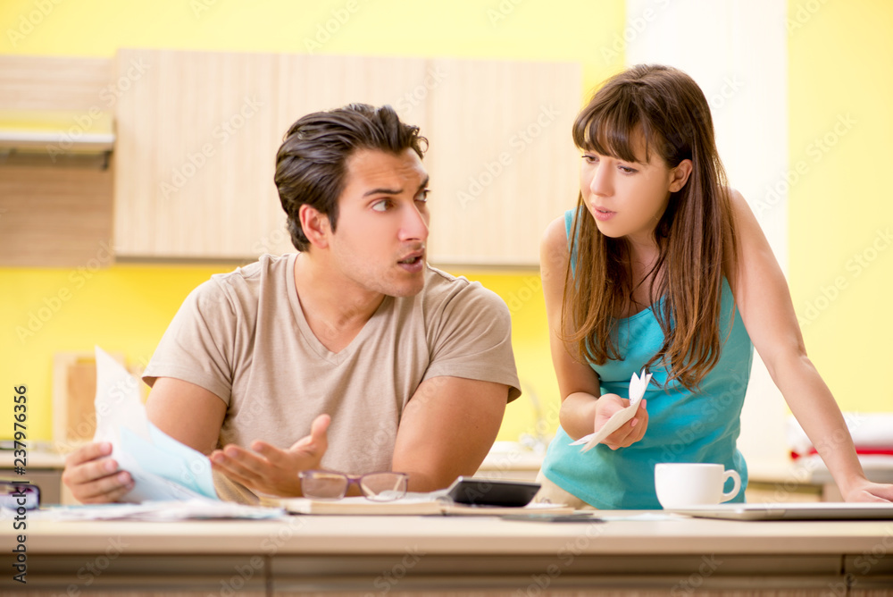 Young family struggling with personal finance Young family struggling with personal finance