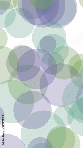 Multicolored translucent circles on a white background. Vertical image orientation. 3D illustration