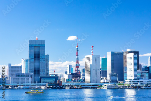 (東京都ｰ都市風景)晴海ふ頭から望む竹芝側風景４