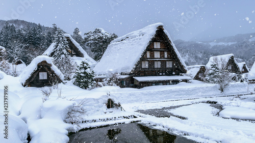 Shirakawago village in winter, UNESCO world heritage sites, Japan. © tawatchai1990