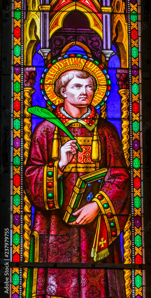 Saint Stephen Protomartyr Stained Glass Baptistery Cathedral Pisa Italy