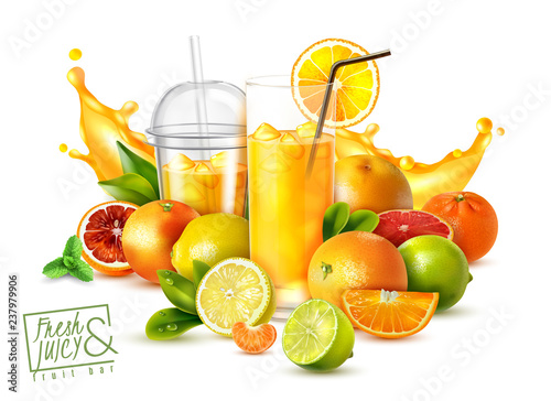 Fruit Juice Realistic Poster