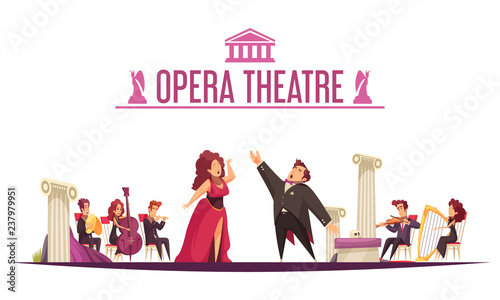 Theater Orchestra Performance Cartoon 