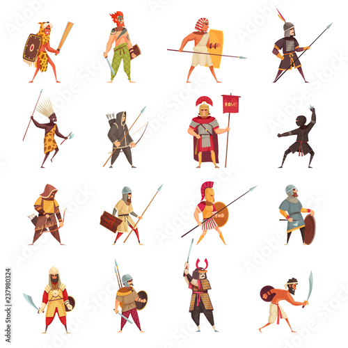 Ancient Warriors Icons Set
