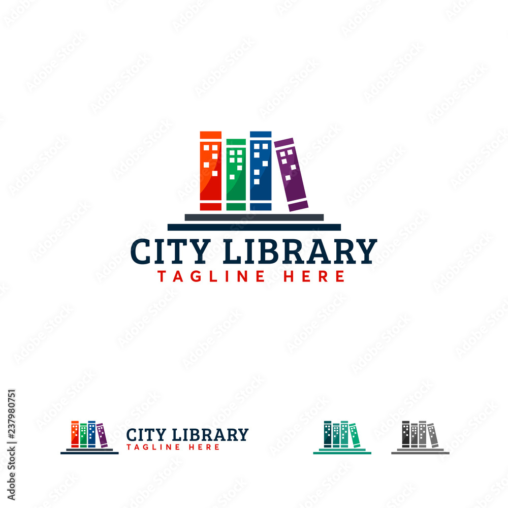City Library logo designs template, City Book logo symbol icon