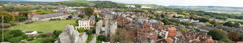England landscape panorama of Lewes Castle, East Sussex county town in topview. The old vintage historical for visit, travel, learn and sightseeing. England landscape panorama of Lewes Castle, East Sussex county town in topview. The old vintage historical for visit, travel, learn and sightseeing.