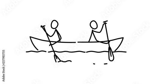 Obraz na plátně Illustration of two men in a boat