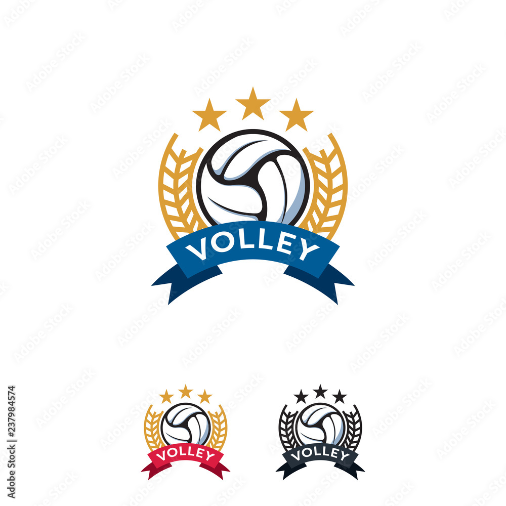 Volleyball Sport logo designs badge vector template, Professional ...