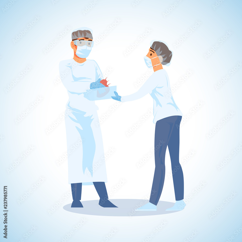 Heart Transplantation Surgeon Operation Vector Heart Transplantation Surgeon Operation Vector
