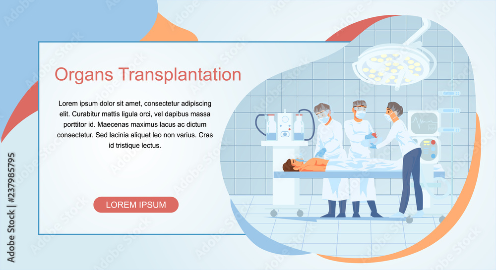 Organs Transplantation Surgery Flat Vector Website Organs Transplantation Surgery Flat Vector Website