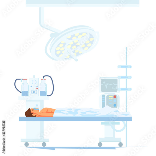 Patient under Anesthesia on Operating Table Vector