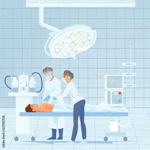 Cardiology Surgery Operation in Hospital Vector