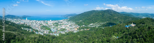 Panorama landscape nature view from Drone aerial view and patong city in phuket thailand