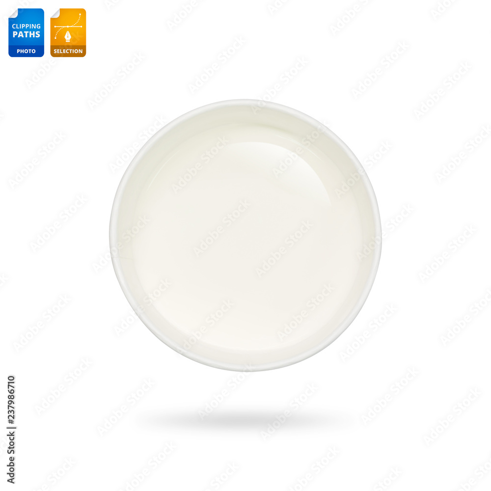 Milk cup isolated on white background. Paper bowl for drink. Clipping paths object. Milk cup isolated on white background. Paper bowl for drink. Clipping paths object.