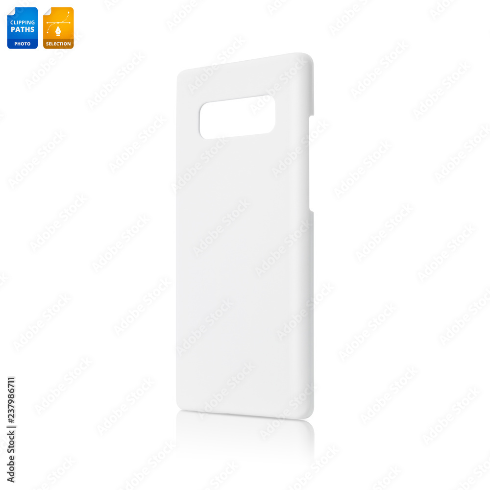 Mobile phone case isolated on white background. Blank phone cover for your design. Clipping paths object. Mobile phone case isolated on white background. Blank phone cover for your design. Clipping paths object.