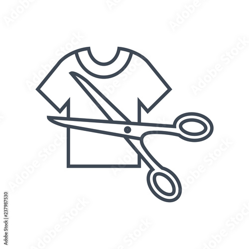 thin line icon cutting clothes using scissors