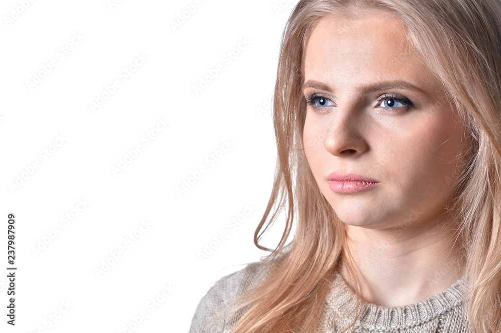 Beautiful young woman isolated on white background Beautiful young woman isolated on white background