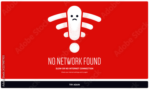 Website down Concept. Web Page not loading / opening. No Internet connection icon. Weak, no signal, bad antenna sign. Cute Wifi Character. 
