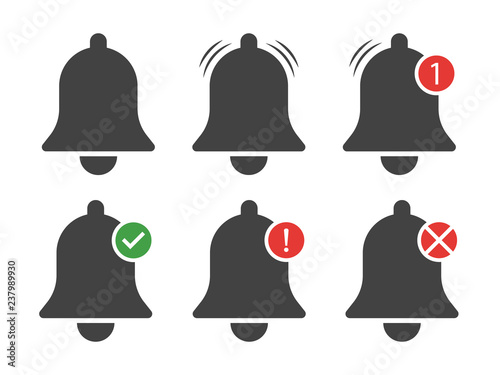 Set of Bell Notification Vector Illustrations