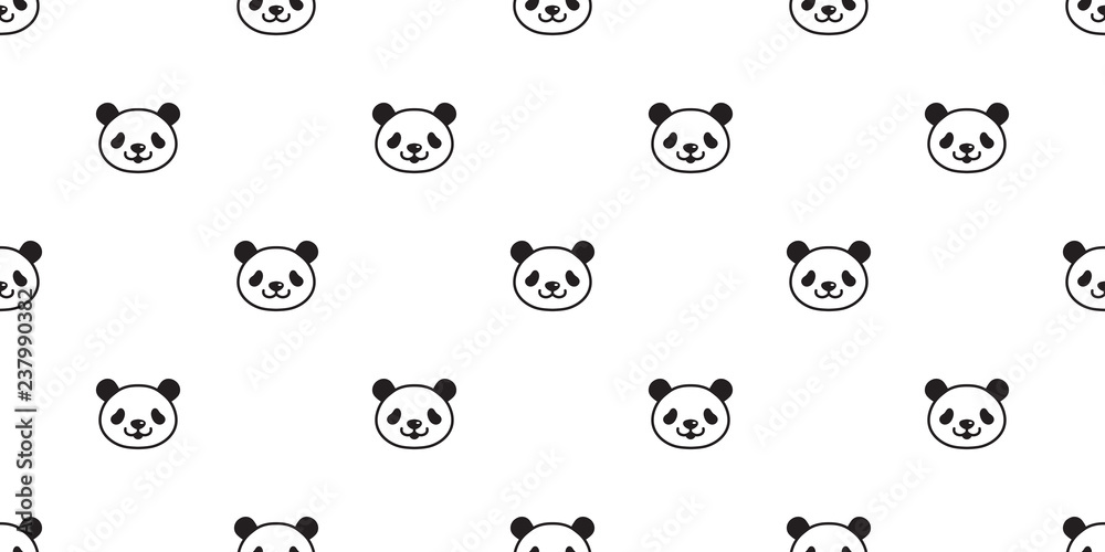 bear seamless pattern panda vector polar bear bamboo teddy scarf isolated tile background cartoon repeat wallpaper doodle illustration white