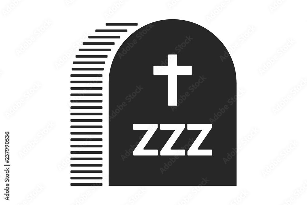 Fototapeta premium tombstone with cross in illustration of flat minimalist style