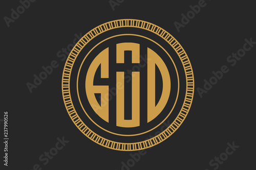 The design of the coin with the inscription God. flat logo