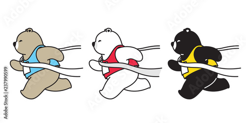 Bear vector polar bear running marathon cartoon character icon logo illustration doodle