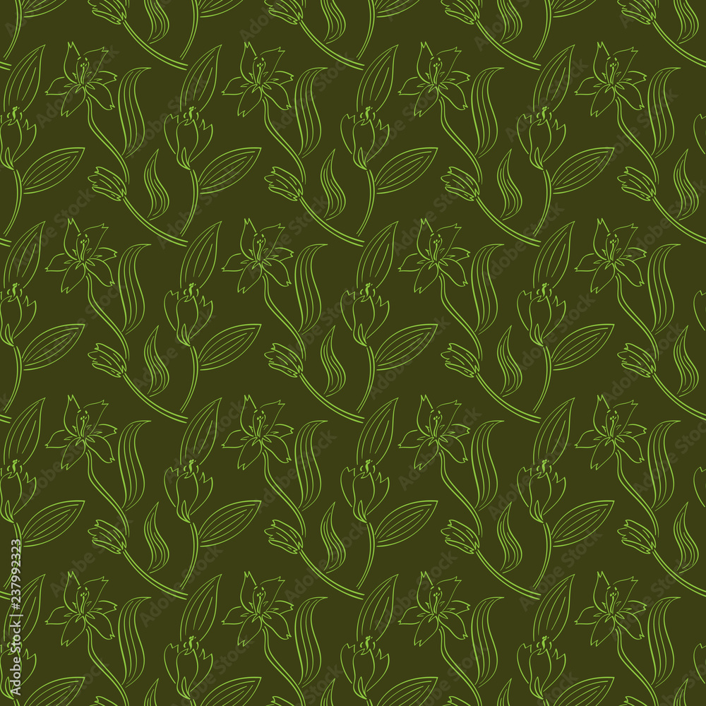Fototapeta premium Seamless pattern of lily flowers