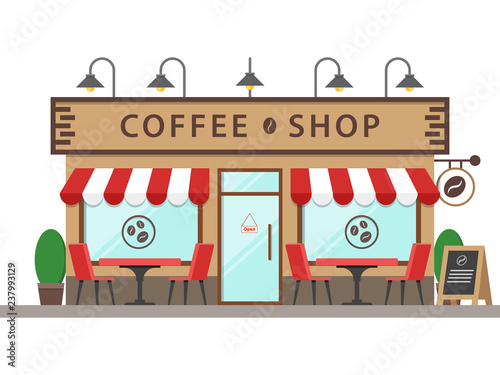 Coffee Shop Building Street Vector Icon