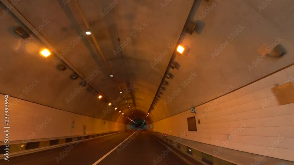 driving on mountain tunnel highway driving on mountain tunnel highway