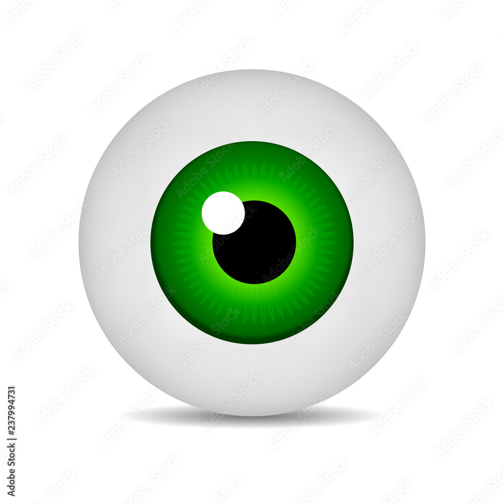 Realistic Vector Illustration Icon 3d Round Image Green Eyeball. Green Eye isolated on white background. Vector Illustration for Your Design, Game, Card, Web. Realistic Vector Illustration Icon 3d Round Image Green Eyeball. Green Eye isolated on white background. Vector Illustration for Your Design, Game, Card, Web.
