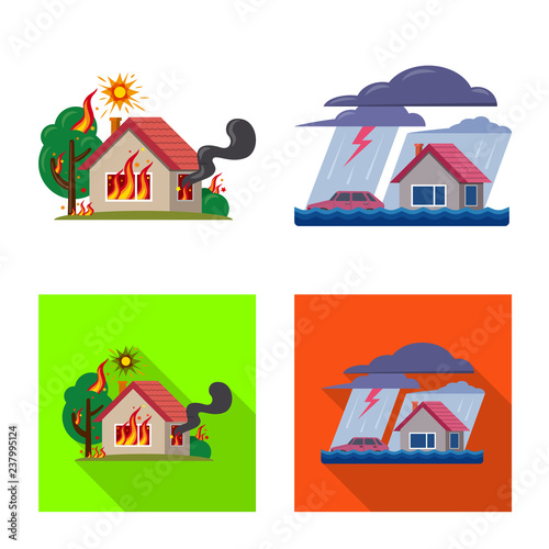Vector illustration of natural and disaster sign. Collection of natural and risk stock symbol for web.