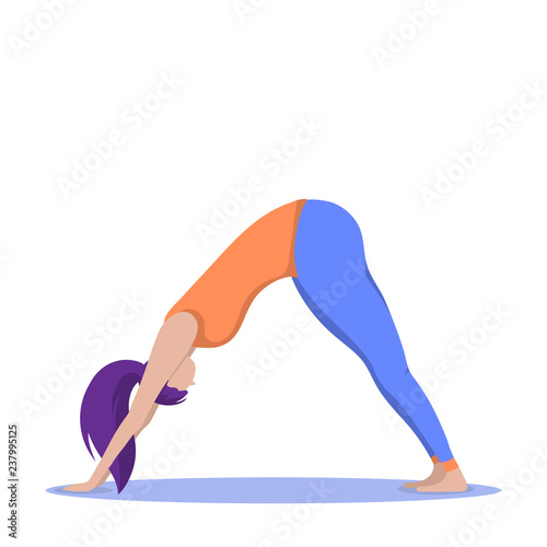Beautiful woman training yoga poses. Girl exercises pilates