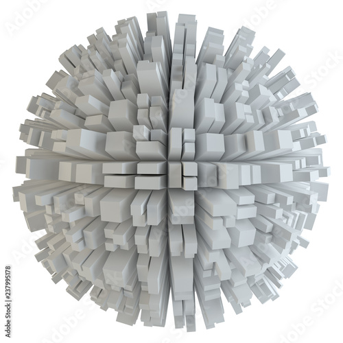 Abstract White Sphere With Cubes