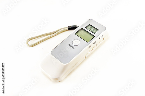 Digital alcohol breath tester isolated on white background