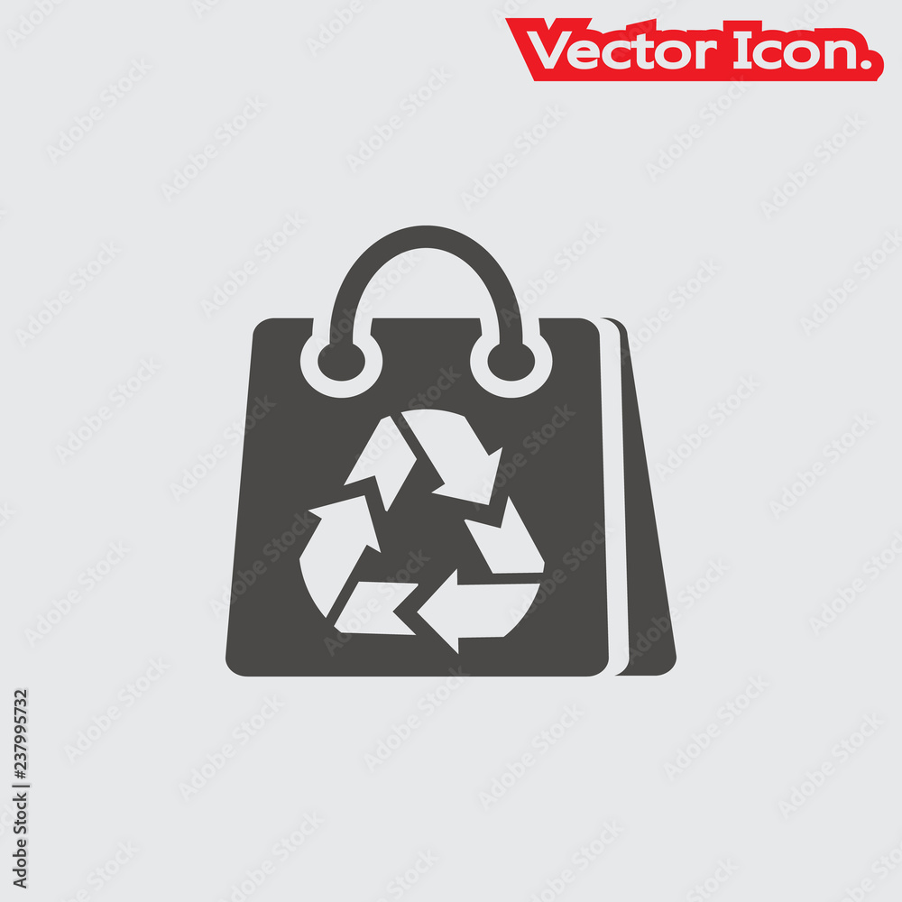 plastic bag with recycle icon isolated sign symbol and flat style for app, web and digital design. Vector illustration. plastic bag with recycle icon isolated sign symbol and flat style for app, web and digital design. Vector illustration.