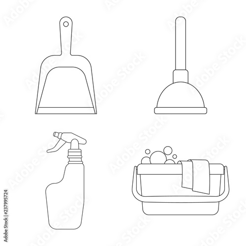 Vector illustration of cleaning and service symbol. Set of cleaning and household stock symbol for web.