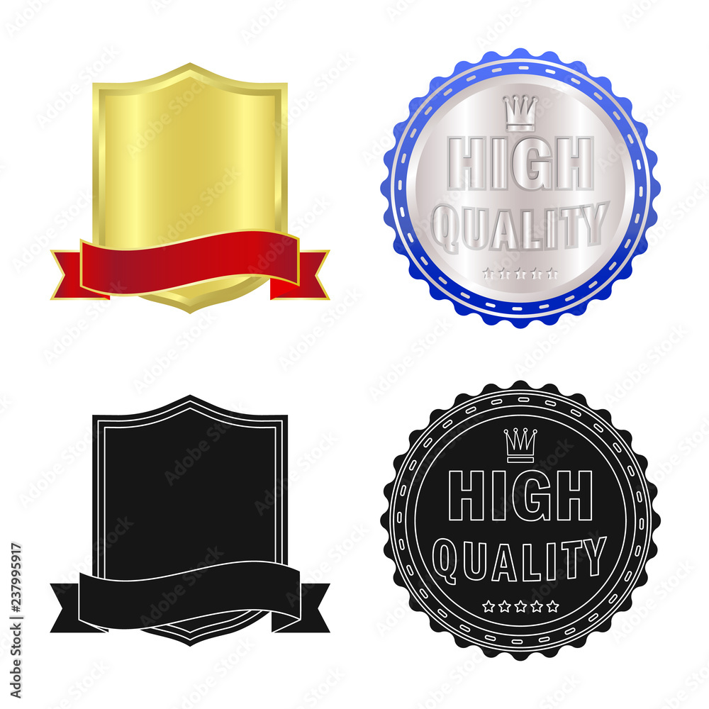 Vector design of emblem and badge icon. Collection of emblem and sticker stock symbol for web. Vector design of emblem and badge icon. Collection of emblem and sticker stock symbol for web.