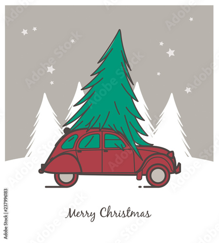 automobile et sapin de noël