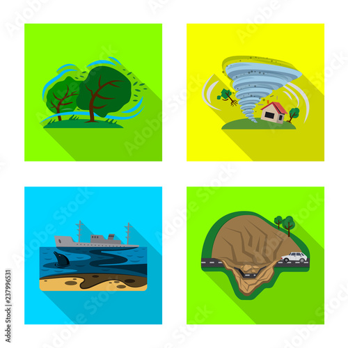 Vector illustration of natural and disaster icon. Set of natural and risk stock vector illustration.