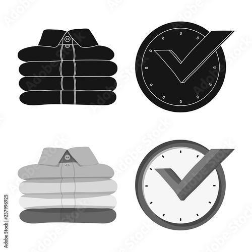 Isolated object of laundry and clean logo. Set of laundry and clothes stock vector illustration.